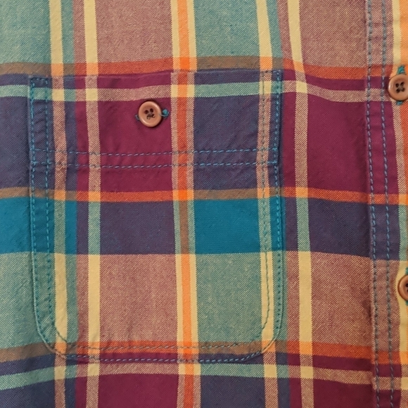 TOPMAN Plaid Button Shirt with Elbow Patches - Picture 2 of 7
